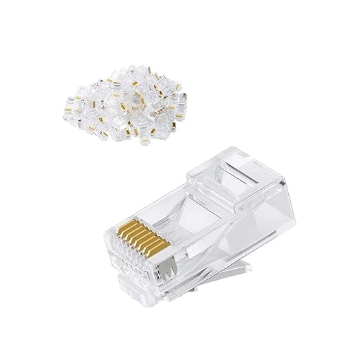 طراف RJ45 Cat6، وصلة Cat6، موصل Cat6 Cat5e RJ45، موصلات تجعيد كيبل ايثرنت قابس شبكة UTP للأسلاك الصلبة والكابلات القياسية، شفاف