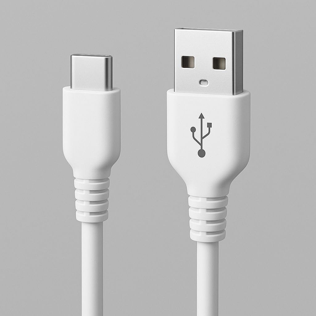 كابل شحن  من النوع سي بطول 1 متر | USB-A الى نوع C | شاحن طويل الامد | متين - متوافق مع موبايلات سامسونج وشاومي الذكية والتابلت / لون ابيض