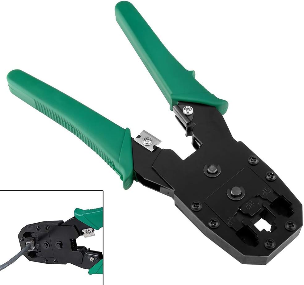 كماشة لقص كابل الشبكة المحلية السلكية RJ45 RJ11 CAT5 من هيجينج مع 8 قطع مقابس كريستال 8P8C لكابلات إيثرنت للأعمال اليدوية